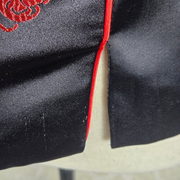 VuahongMei Size Medium Black Satin Zip Front Blazer Red Accents Asian Design - Picture 6 of 13